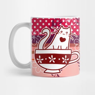 Polk-a-dots Flowers and Teacup Kitty Mug